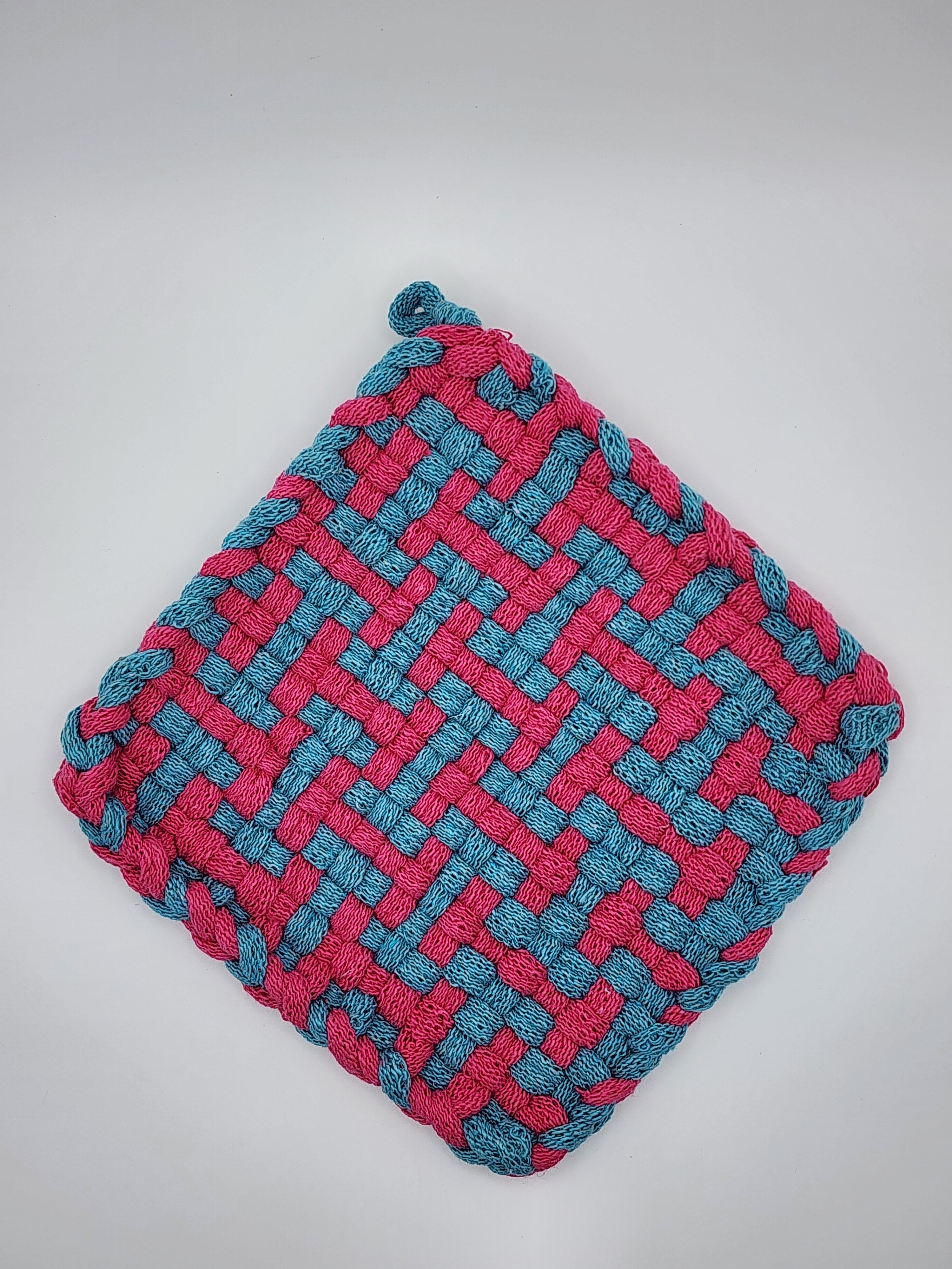 Potholder Pair - Candy Pattern in Pink and Blue