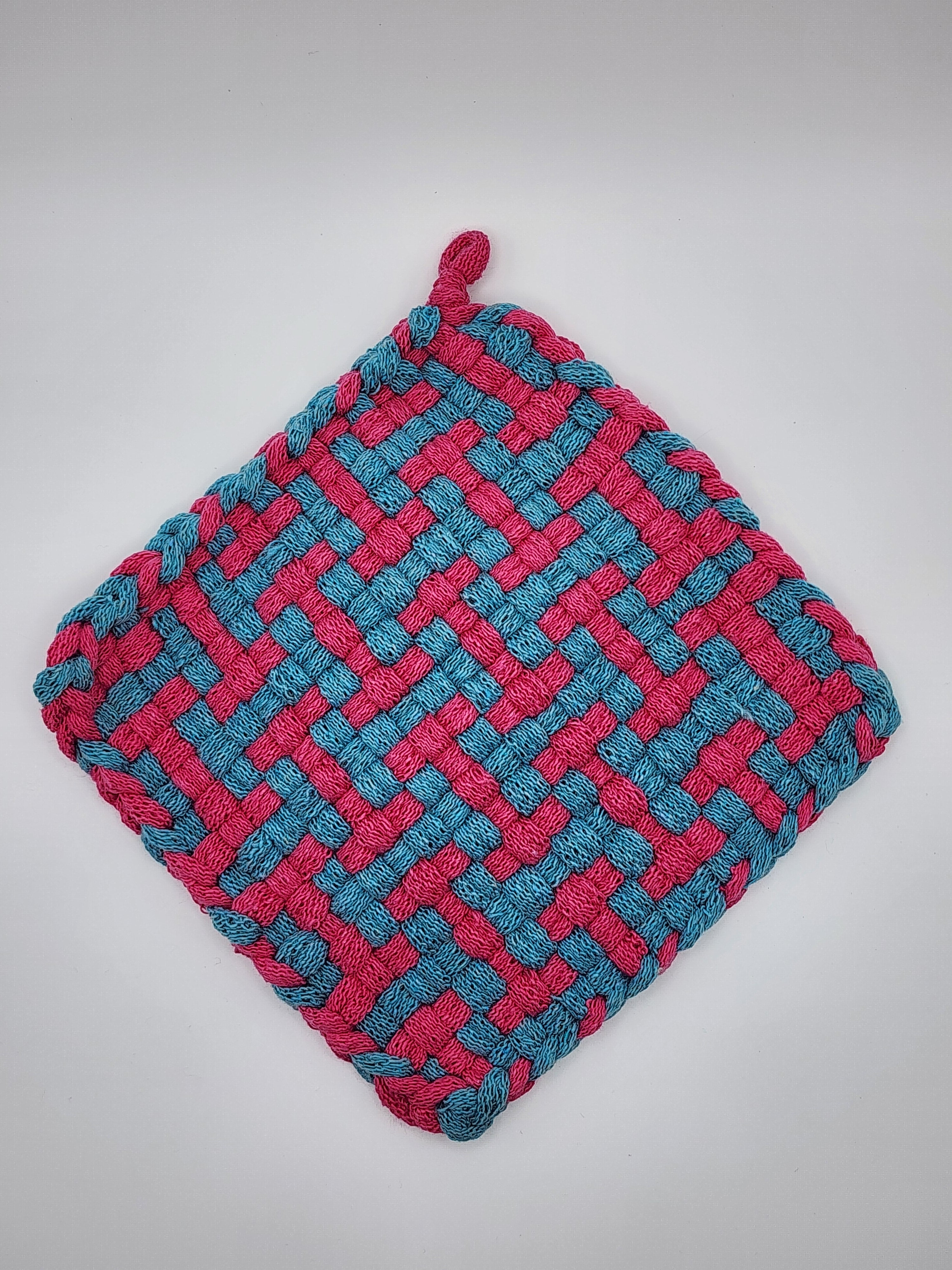 Potholder Pair - Candy Pattern in Pink and Blue