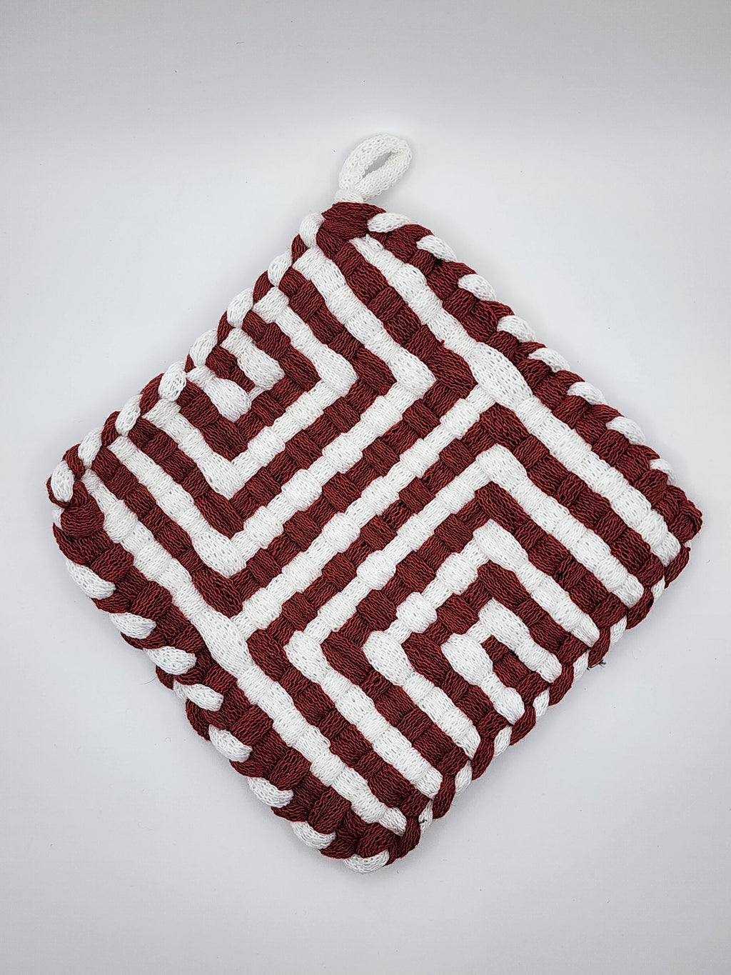 Potholder Pair - Santa Baby Pattern in Burgundy and White