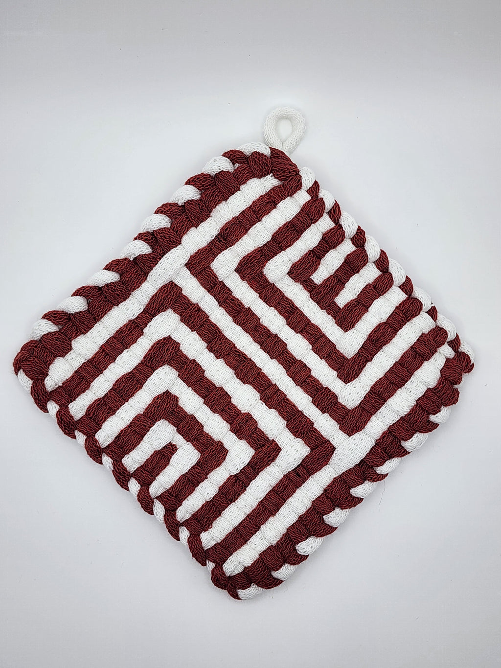 Potholder Pair - Santa Baby Pattern in Burgundy and White
