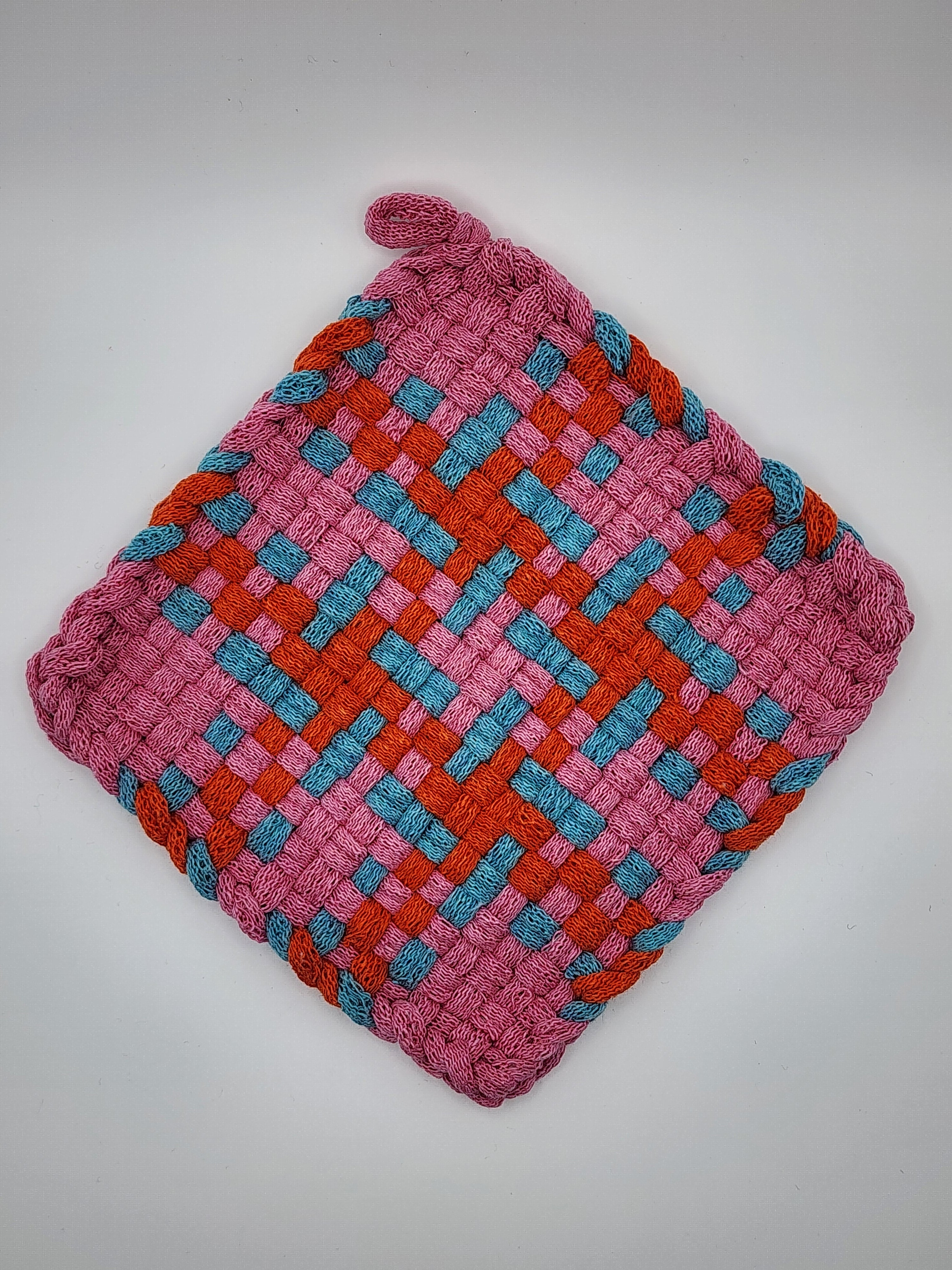 Potholder Pair - Candy Tik Tac Toe Pattern in Pink