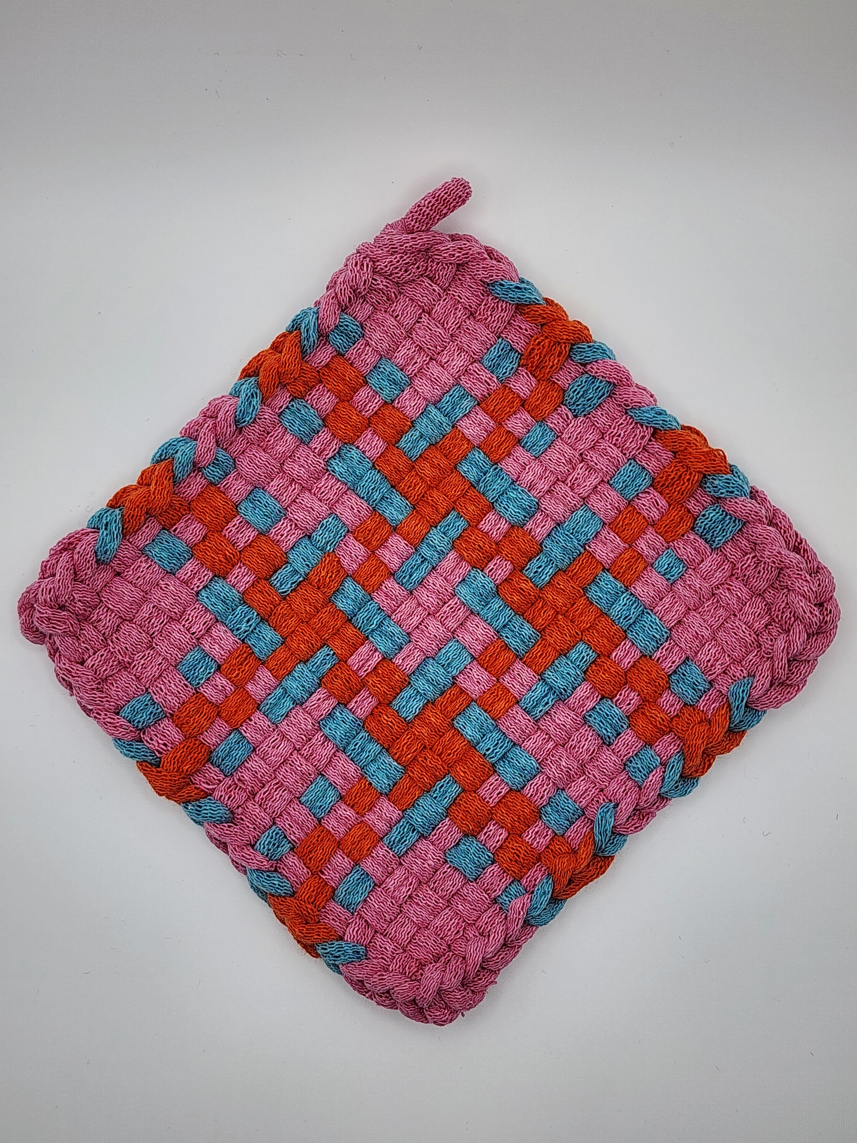 Potholder Pair - Candy Tik Tac Toe Pattern in Pink