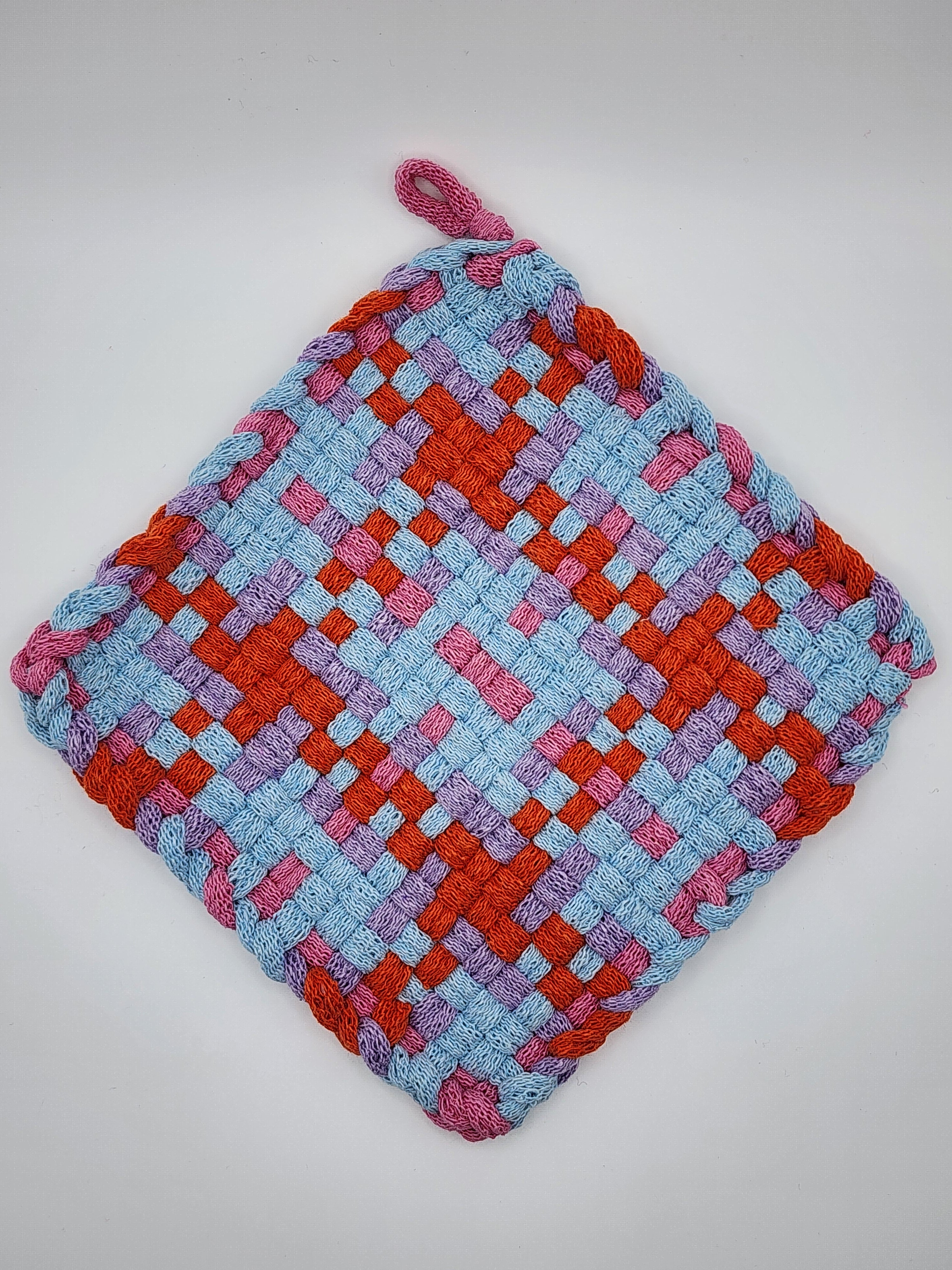 Potholder Pair - 90's Summer Pattern in Blue