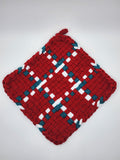 Potholder Pair - Tik Tac Ho Ho Ho in Red and Green