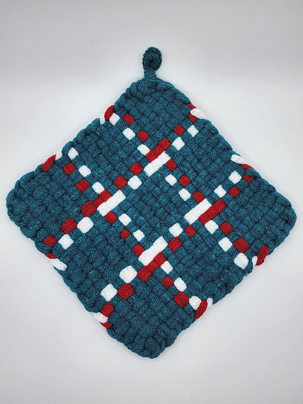 Potholder Pair - Tik Tac Ho Ho Ho in Red and Green