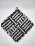Potholder Pair - Football Laces Pattern in Charcoal and Gray