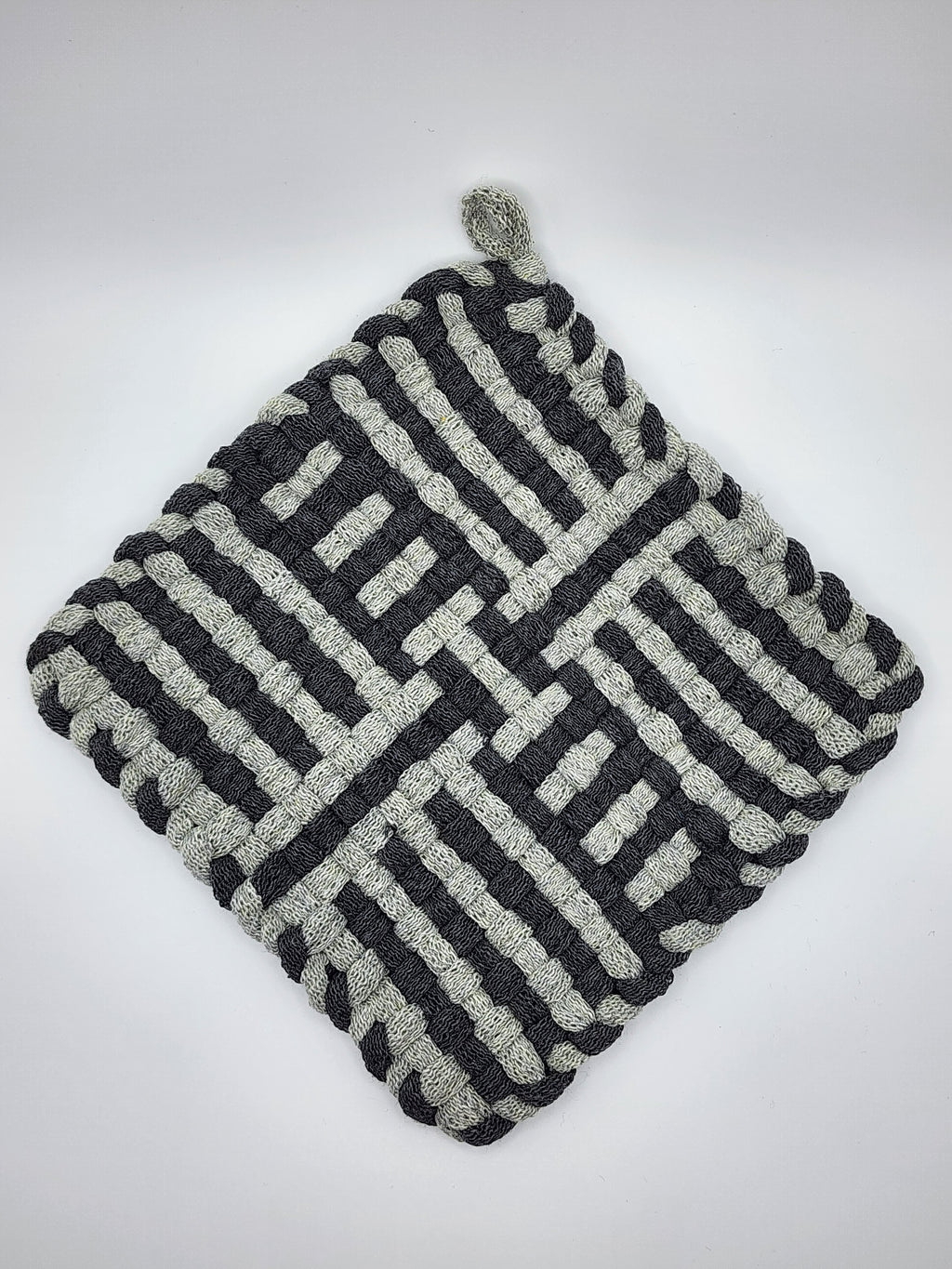 Potholder Pair - Football Laces Pattern in Charcoal and Gray