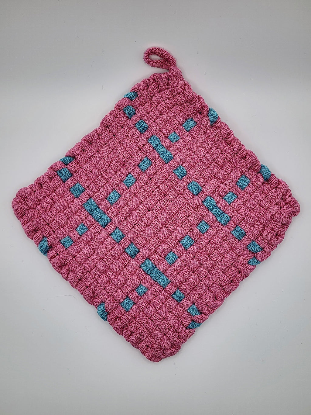 Potholder Pair - Tik Tac Toe in Pastel Blue and Pink