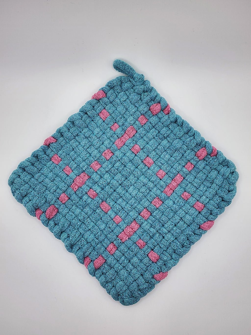 Potholder Pair - Tik Tac Toe in Pastel Blue and Pink