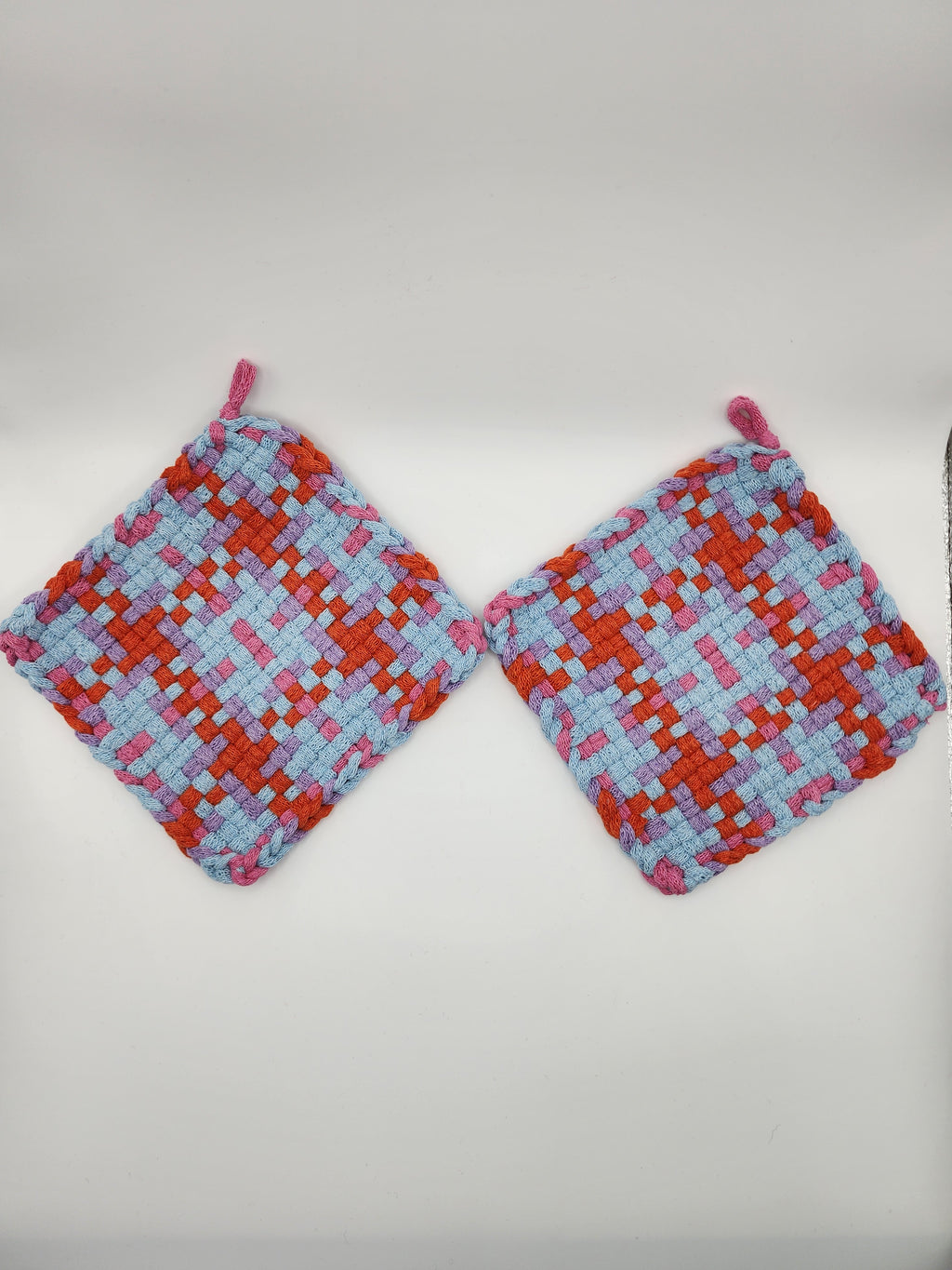 Potholder Pair - 90's Summer Pattern in Blue