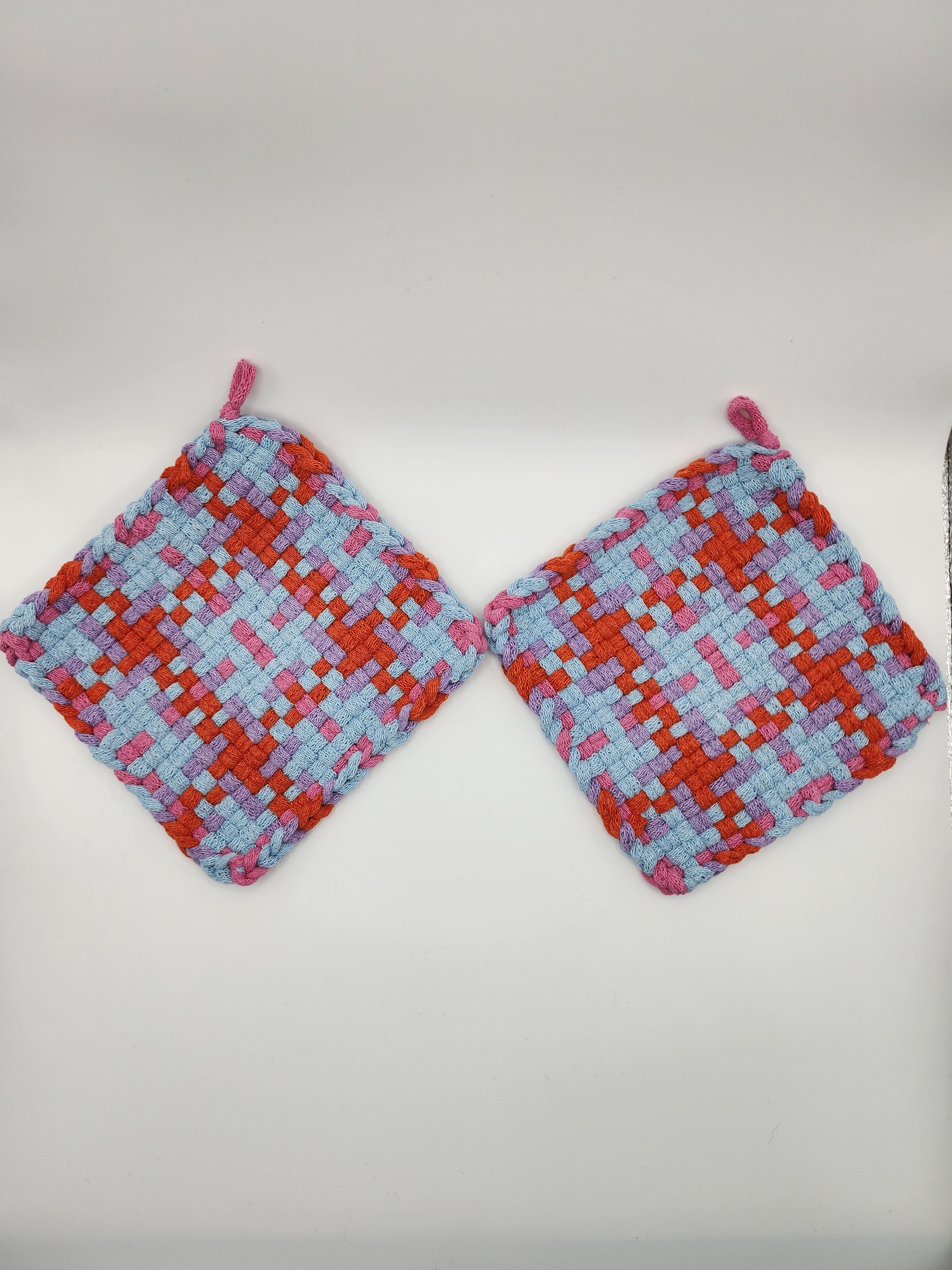 Potholder Pair - 90's Summer Pattern in Blue