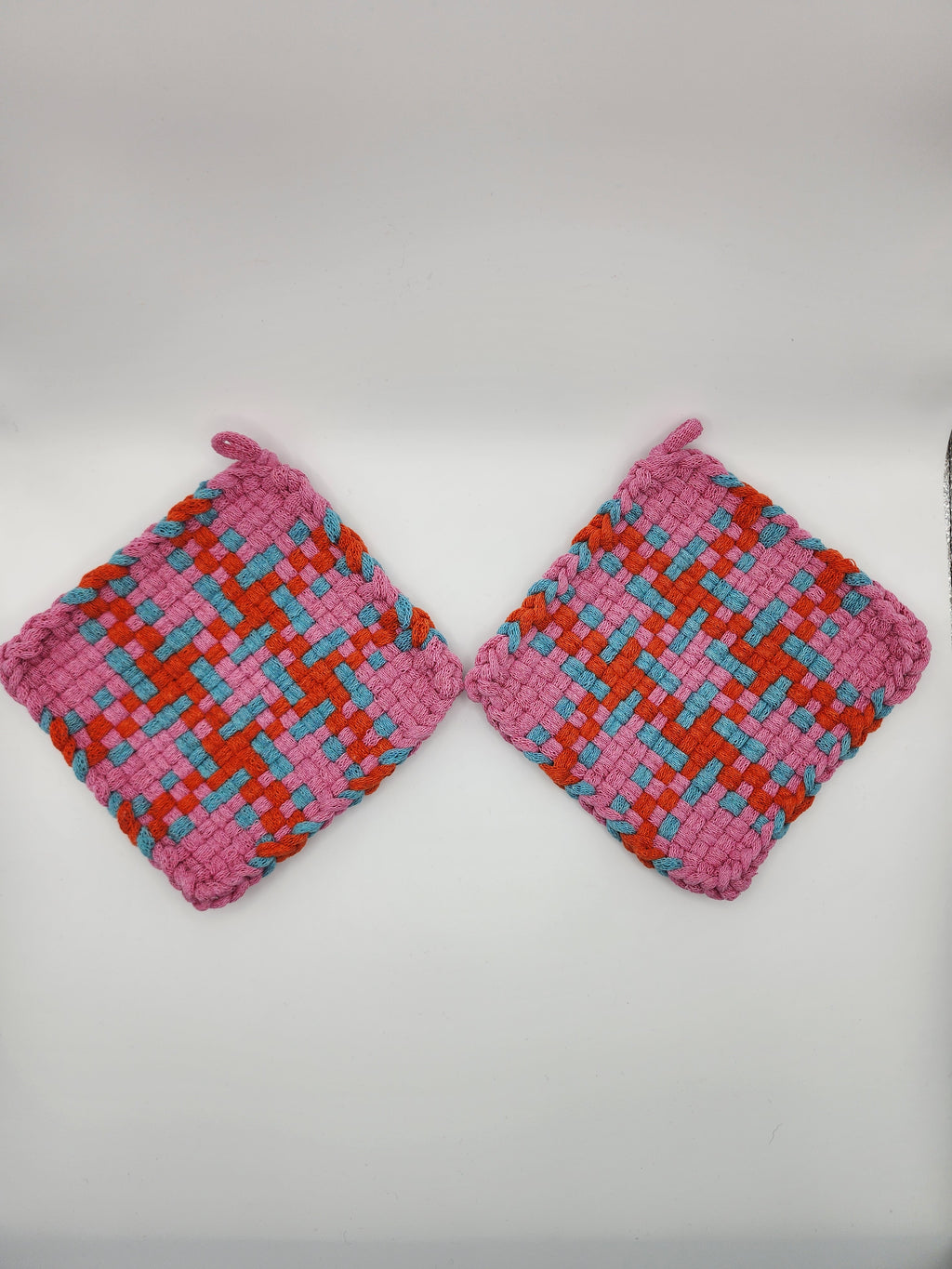 Potholder Pair - Candy Tik Tac Toe Pattern in Pink
