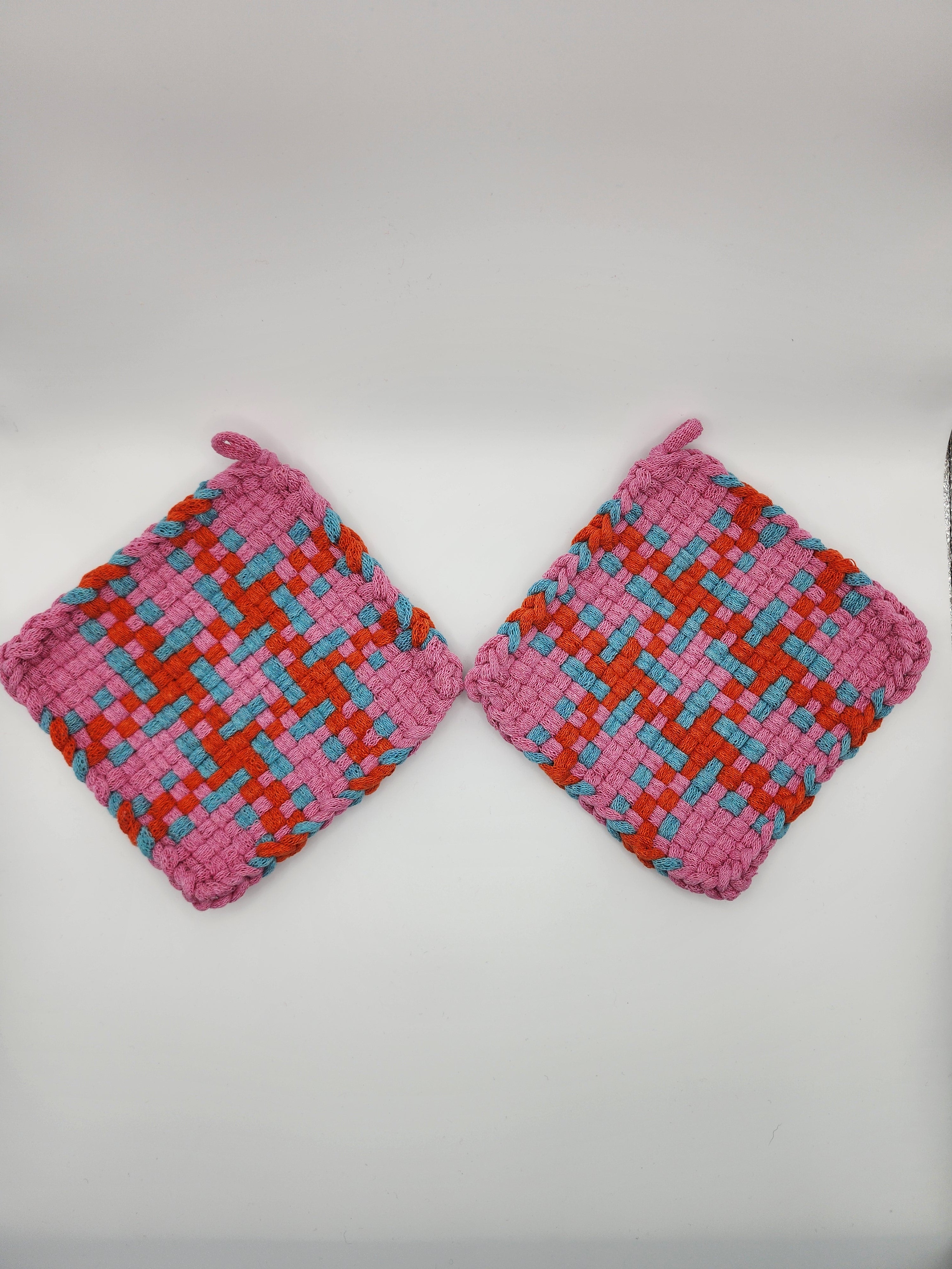 Potholder Pair - Candy Tik Tac Toe Pattern in Pink