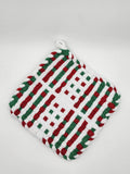 Potholder Pair - Walking in the Winter Snow Pattern in Red and Green