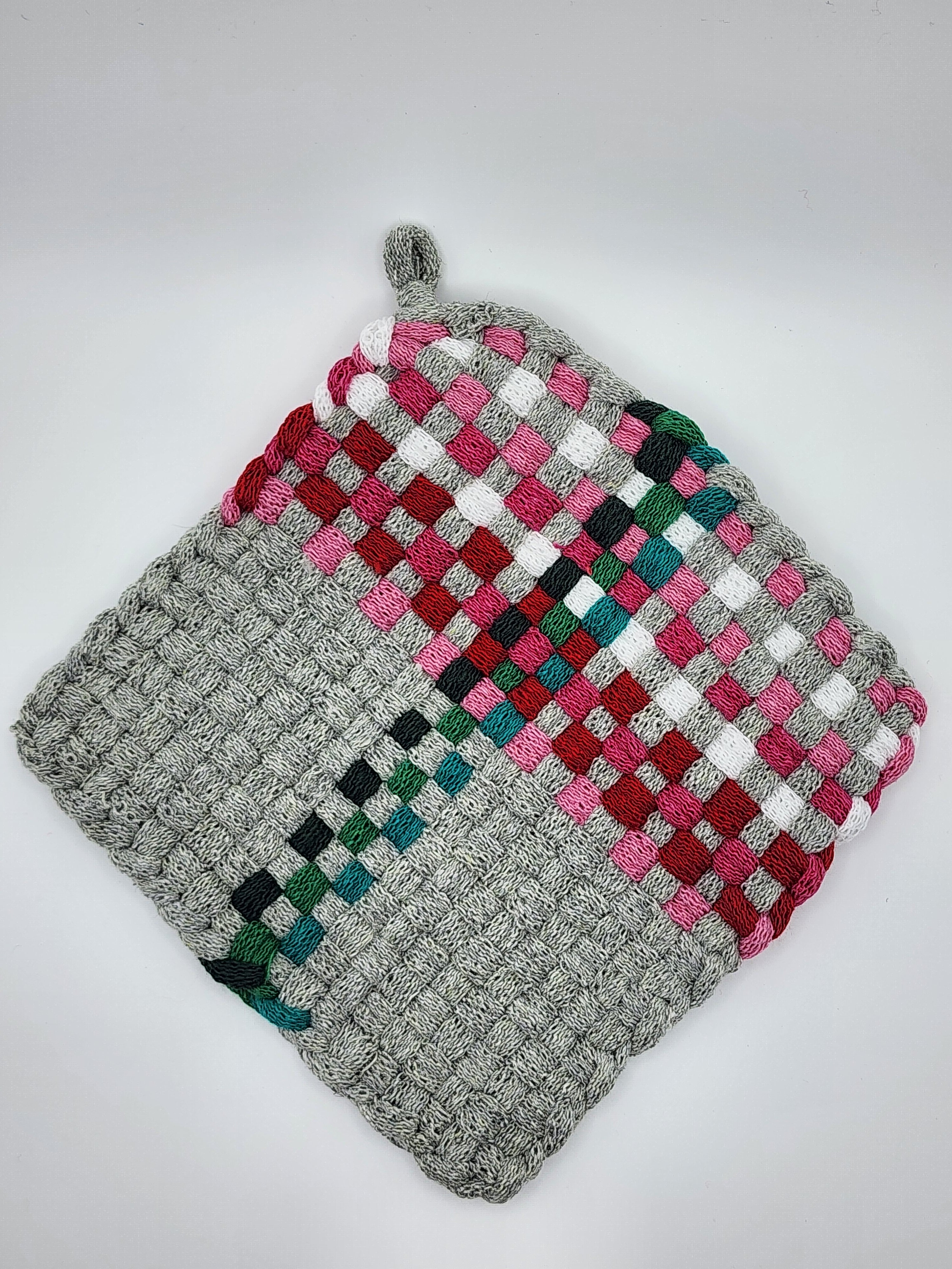 Potholder Pair - Rose Sweater Dress Pattern in Gray