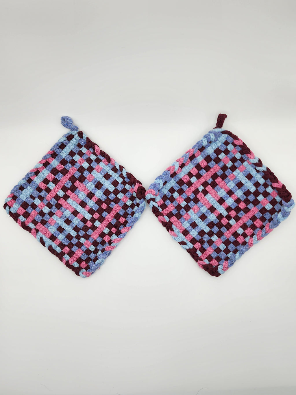 Potholder Pair - Lavender Field Pattern in Pink and Purple