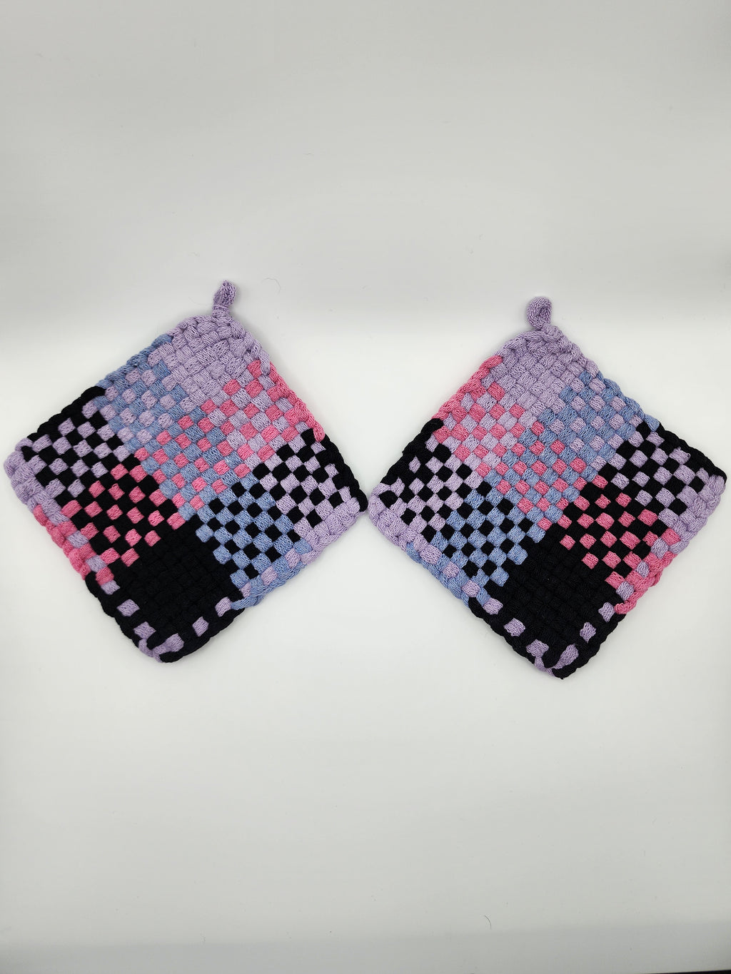 Potholder Pair - Purple Racer Pattern in Purple and Pink