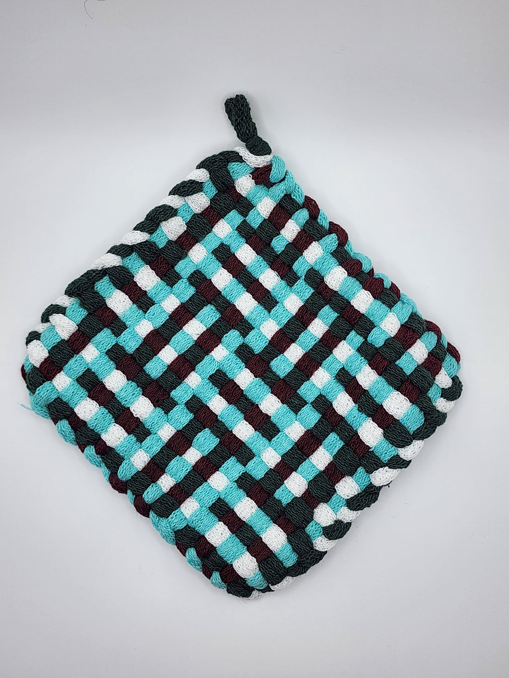 Potholder Pair - Garden Lattice Pattern in Seafoam Green