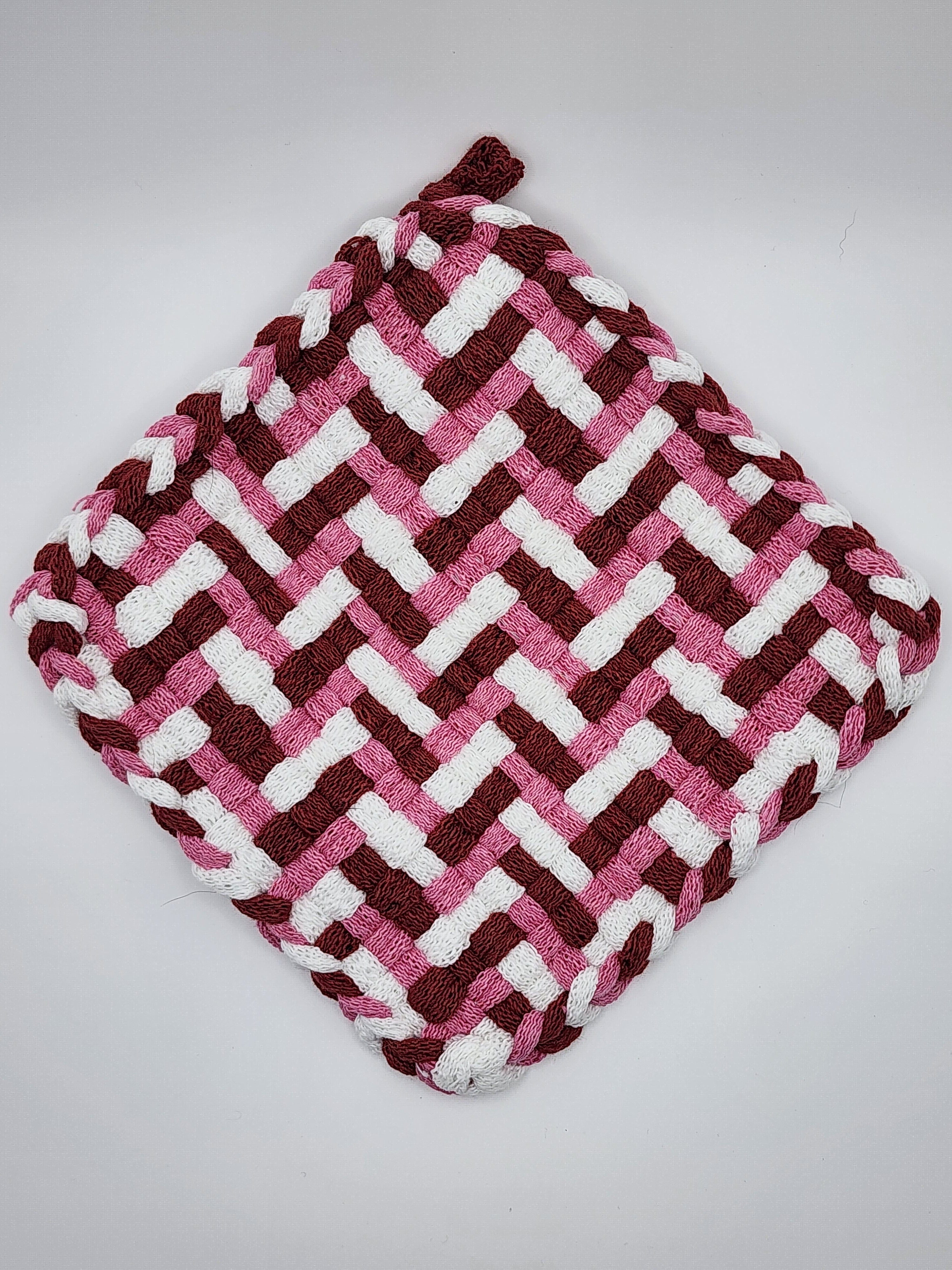 Potholder Pair - Mountain View Pattern in Pink