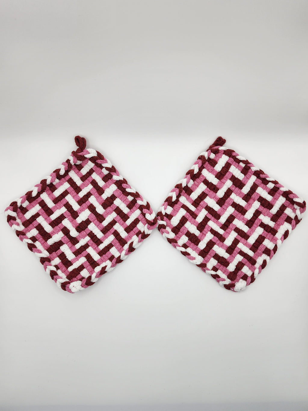 Potholder Pair - Mountain View Pattern in Pink