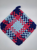 Potholder Pair - Denim and Pink Pattern