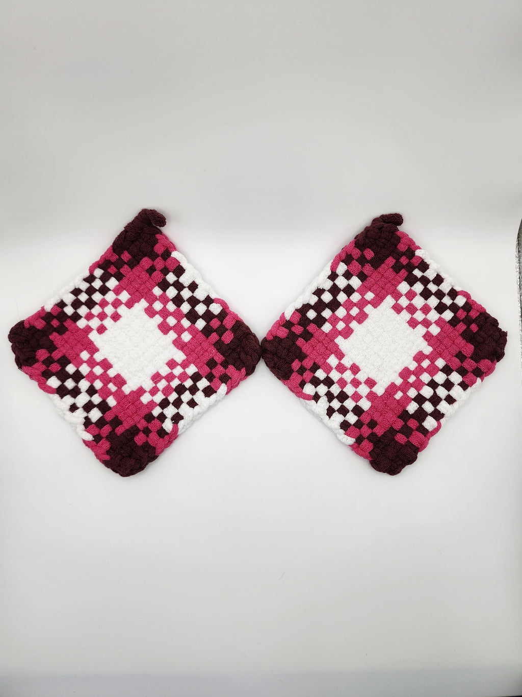 Potholder Pair - Denim Pattern in Rhubarb